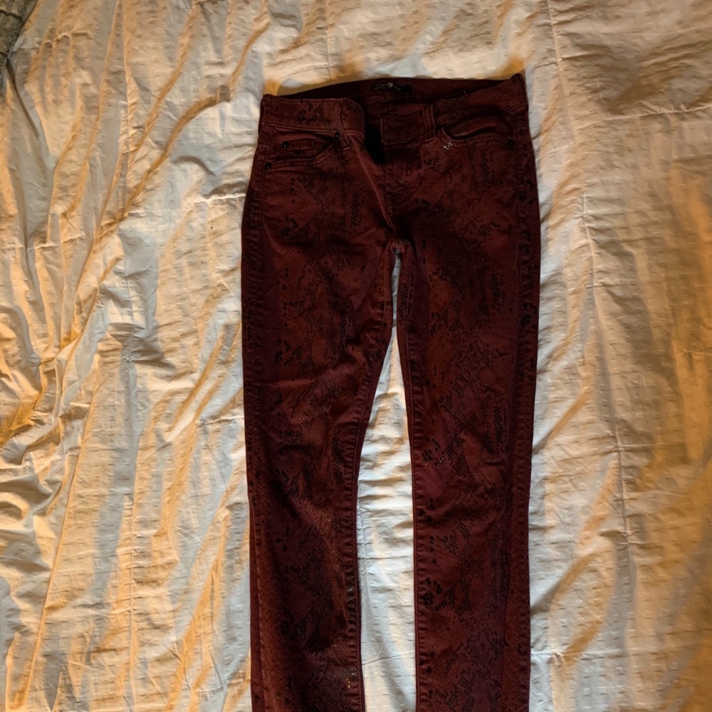 7 for all mankind burgundy skinny jeans